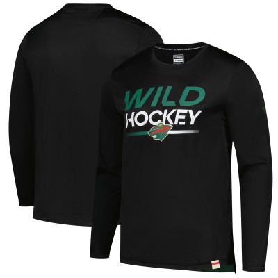 Футболка с длинным рукавом Minnesota Wild Fanatics Black Authentic Pro Tech