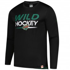Футболка с длинным рукавом Minnesota Wild Fanatics Black Authentic Pro Tech
