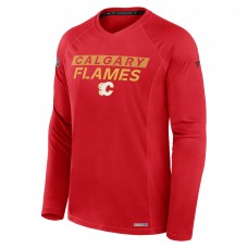 Calgary Flames Fanatics Red Authentic Pro Rink Tech Raglan Long Sleeve T-Shirt