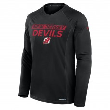 Футболка с длинным рукавом New Jersey Devils Fanatics Black Authentic Pro Rink Tech Raglan