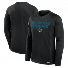 Футболка с длинным рукавом San Jose Sharks Fanatics Black Authentic Pro Rink Tech Raglan