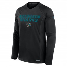 Футболка с длинным рукавом San Jose Sharks Fanatics Black Authentic Pro Rink Tech Raglan
