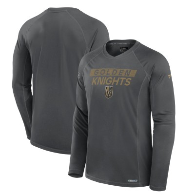 Футболка с длинным рукавом Vegas Golden Knights Fanatics Charcoal Authentic Pro Rink Tech Raglan