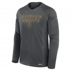 Футболка с длинным рукавом Vegas Golden Knights Fanatics Charcoal Authentic Pro Rink Tech Raglan