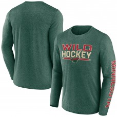 Футболка с длинным рукавом Minnesota Wild Fanatics Heather Green Sweep Iconic Synthetic