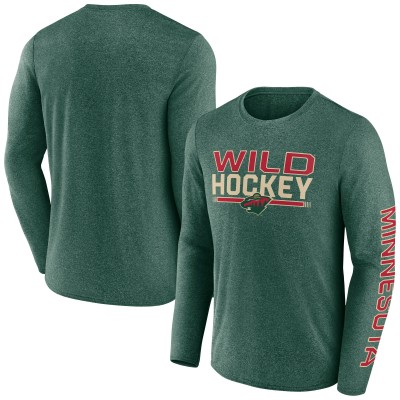 Футболка с длинным рукавом Minnesota Wild Fanatics Heather Green Sweep Iconic Synthetic
