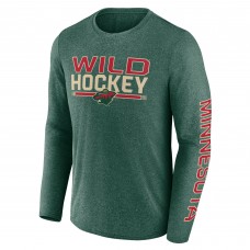 Футболка с длинным рукавом Minnesota Wild Fanatics Heather Green Sweep Iconic Synthetic