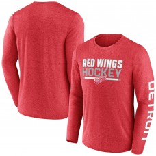 Detroit Red Wings Fanatics Heather Red Sweep Iconic Synthetic Long Sleeve T-Shirt