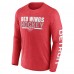 Detroit Red Wings Fanatics Heather Red Sweep Iconic Synthetic Long Sleeve T-Shirt