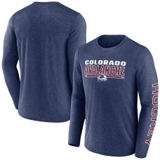 Футболка с длинным рукавом Colorado Avalanche Fanatics Heather Navy Sweep Iconic Synthetic