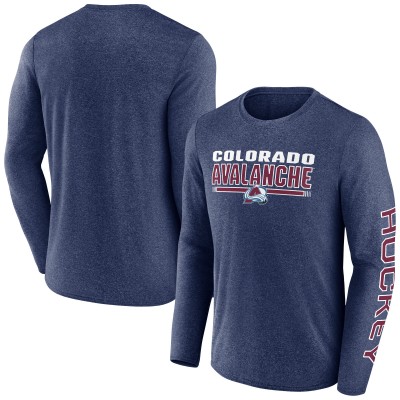 Футболка с длинным рукавом Colorado Avalanche Fanatics Heather Navy Sweep Iconic Synthetic