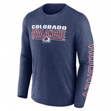 Футболка с длинным рукавом Colorado Avalanche Fanatics Heather Navy Sweep Iconic Synthetic