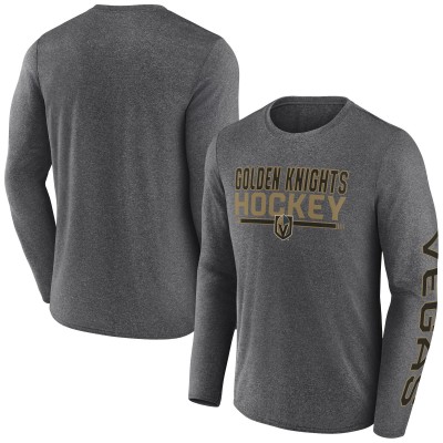 Футболка с длинным рукавом Vegas Golden Knights Fanatics Heather Charcoal Sweep Iconic Synthetic