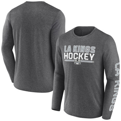 Los Angeles Kings Fanatics Heather Charcoal Sweep Iconic Synthetic Long Sleeve T-Shirt