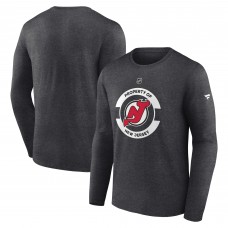 Футболка с длинным рукавом New Jersey Devils Fanatics Heather Charcoal Authentic Pro Practice