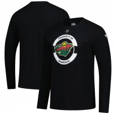Футболка с длинным рукавом Minnesota Wild Fanatics Black Authentic Pro Practice
