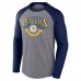 Футболка с длинным рукавом Pittsburgh Penguins Fanatics Heather Gray/Heather Navy Goal Crease Raglan Tri-Blend