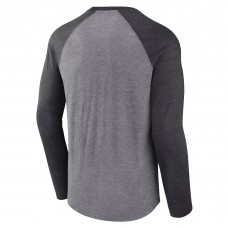 Футболка с длинным рукавом Boston Bruins Fanatics Heather Gray/Heather Charcoal Goal Crease Raglan Tri-Blend