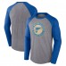 St. Louis Blues Fanatics Heather Gray/Heather Blue 2022 NHL Winter Classic Vintage Distressed Raglan Tri-Blend Long Sleeve T-Shirt