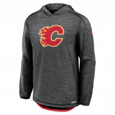 Calgary Flames Fanatics Heather Charcoal Authentic Pro Rink Pullover Hoodie