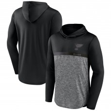 St. Louis Blues Fanatics Black/Heather Charcoal Iconic Defender Pullover Hoodie