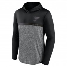 St. Louis Blues Fanatics Black/Heather Charcoal Iconic Defender Pullover Hoodie