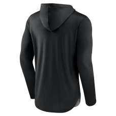 Seattle Kraken Fanatics Black/Heather Charcoal Iconic Defender Pullover Hoodie
