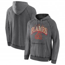 Calgary Flames Fanatics Gray True Classics Raglan Distressed Pullover Hoodie