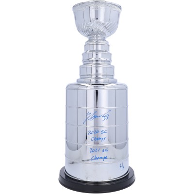Yanni Gourde Tampa Bay Lightning Autographed Fanatics Authentic 2 Replica Stanley Cup with Multiple Inscriptions - Signed in Blue - Limited Edition of 5