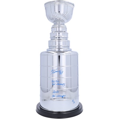 Yanni Gourde Tampa Bay Lightning Autographed Fanatics Authentic 2 Replica Stanley Cup with Multiple Inscriptions - Signed in Blue - Limited Edition #5/5