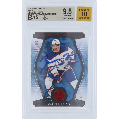Zach Hyman Edmonton Oilers Autographed 2023-24 Upper Deck Artifacts Ruby #84 #/499 Beckett Fanatics Witnessed Authenticated 9.5/10 Card