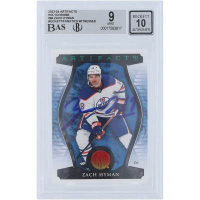 Zach Hyman Edmonton Oilers Autographed 2023-24 Upper Deck Artifacts Polychrome #84 #/65 Beckett Fanatics Witnessed Authenticated 9/10 Card