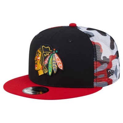 Бейсболка Chicago Blackhawks New Era Black/Red Camo Meshback 9FIFTY Snapback