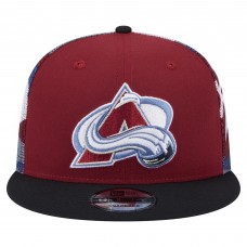 Бейсболка Colorado Avalanche New Era Burgundy/Black Camo Meshback 9FIFTY Snapback