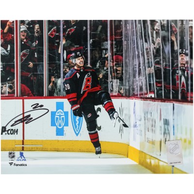 Sebastian Aho Carolina Hurricanes Autographed Fanatics Authentic 8 x 10 Black Jersey Celebration Photograph