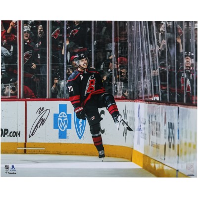 Sebastian Aho Carolina Hurricanes Autographed Fanatics Authentic 16 x 20 Black Jersey Celebration Photograph