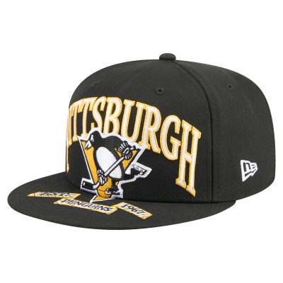 Бейсболка Pittsburgh Penguins New Era Black Oversized Vintage Arch 59Fifty