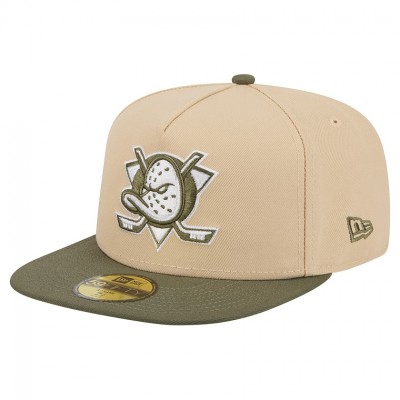 Бейсболка Anaheim Ducks New Era Tan/Olive Color Pack Two-Tone 59FIFTY A-Frame
