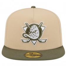 Бейсболка Anaheim Ducks New Era Tan/Olive Color Pack Two-Tone 59FIFTY A-Frame
