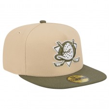 Бейсболка Anaheim Ducks New Era Tan/Olive Color Pack Two-Tone 59FIFTY A-Frame