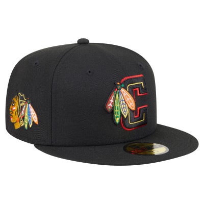Бейсболка Chicago Blackhawks New Era Black Deceptor 59FIFTY