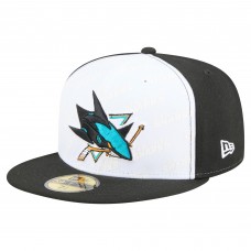Бейсболка San Jose Sharks New Era White/Black Repeat Two-Tone 59FIFTY