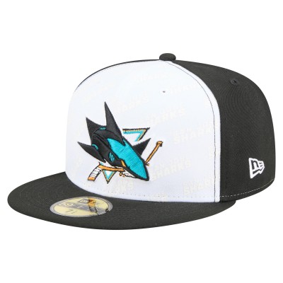 Бейсболка San Jose Sharks New Era White/Black Repeat Two-Tone 59FIFTY