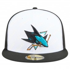 Бейсболка San Jose Sharks New Era White/Black Repeat Two-Tone 59FIFTY