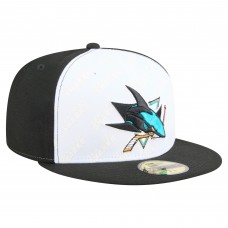 Бейсболка San Jose Sharks New Era White/Black Repeat Two-Tone 59FIFTY