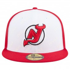 Бейсболка New Jersey Devils New Era White/Red Repeat Two-Tone 59FIFTY