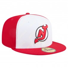 Бейсболка New Jersey Devils New Era White/Red Repeat Two-Tone 59FIFTY