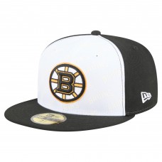 Бейсболка Boston Bruins New Era White/Black Repeat Two-Tone 59FIFTY