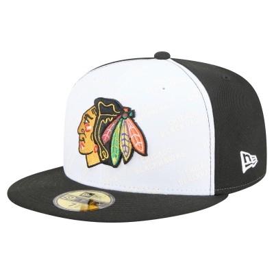 Бейсболка Chicago Blackhawks New Era White/Black Repeat Two-Tone 59FIFTY
