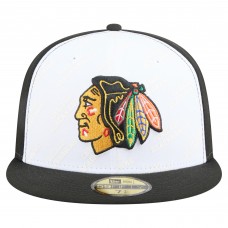 Бейсболка Chicago Blackhawks New Era White/Black Repeat Two-Tone 59FIFTY